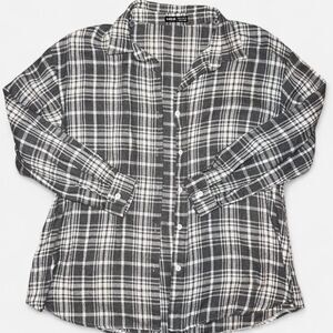 Grey and White Plaid Flannel Shirt SIZE MEDIUM